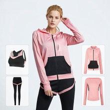 Four pieces suit woman sports wear fitness yoga gym tracksuit