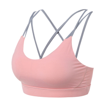 Crisscross Back Fitness Strappy Sports Padded Yoga Bra Gym Tops with Removable Cups