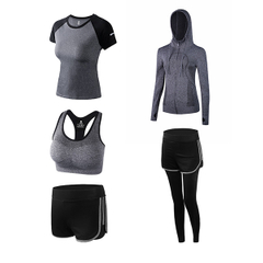 Women's 5pcs Sport workout Suits Fitness Yoga Running Athletic Yoga Tracksuit
