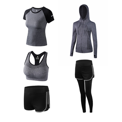 Women's 5pcs Sport workout Suits Fitness Yoga Running Athletic Yoga Tracksuit